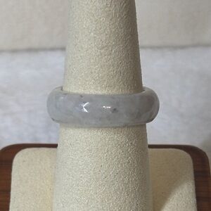 NEW Grade A Genuine White Jadeite Jade Band Ring Size 8